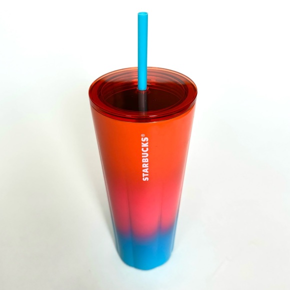 STARBUCKS 24oz TUMBLER LIMITED EDITION BEST MOST FAVORITE ORANGE PINK BLUE RED - Picture 1 of 4